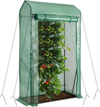 Serra da Giardino Inverno, Mini Serra per Orto e Piante con Telaio in Acciaio, Porte a Cerniera Arrotolabili, Telo in PE, Ideale per Giardino e Balcone, 100 x 50 x 170 cm, Verde