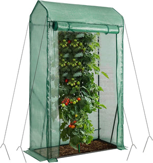 Serra da Giardino Inverno, Mini Serra per Orto e Piante con Telaio in Acciaio, Porte a Cerniera Arrotolabili, Telo in PE, Ideale per Giardino e Balcone, 100 x 50 x 170 cm, Verde