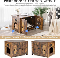 Mobile per Lettiera Gatti, con Doppie Porte a Feritoia, Ingresso Laterale, Cuccia e Toilette, Mobiletto Multiuso per Ingresso e Soggiorno, Portata 50 kg, 70 x 52 x 51 cm