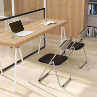 Set di 4 Sedie Pieghevoli Imbottite e Struttura in Metallo, Sedie da Pranzo Salvaspazio con Antiscivoli, Sedie Sala Riunione per Interno ed Esterno, 47 cm x 46 cm x 80 cm (Nero)