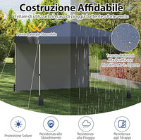 Gazebo Pieghevole 3 x 3 m, Gazebo da Esterno con Borsa con Ruote, Picchetti, Ancoraggi, Corde del Vento, Sacchi di Sabbia e Copertura Ventilata, Tendone Impermeabile per Feste (Grigio)