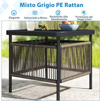 Tavolino da Giardino con Foro per Ombrellone 4 cm, Tavolino da Patio per Veranda, con Gambe in Metallo, Portata 50 kg