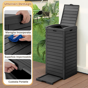 Pattumiera per Rifiuti Esterno e Interno 117,5 L, Contenitore per Raccolta Differenziata Impermeabile con Coperchio a Doppia Chiusura e Vassoio Estraibile per Liquidi (Nero)