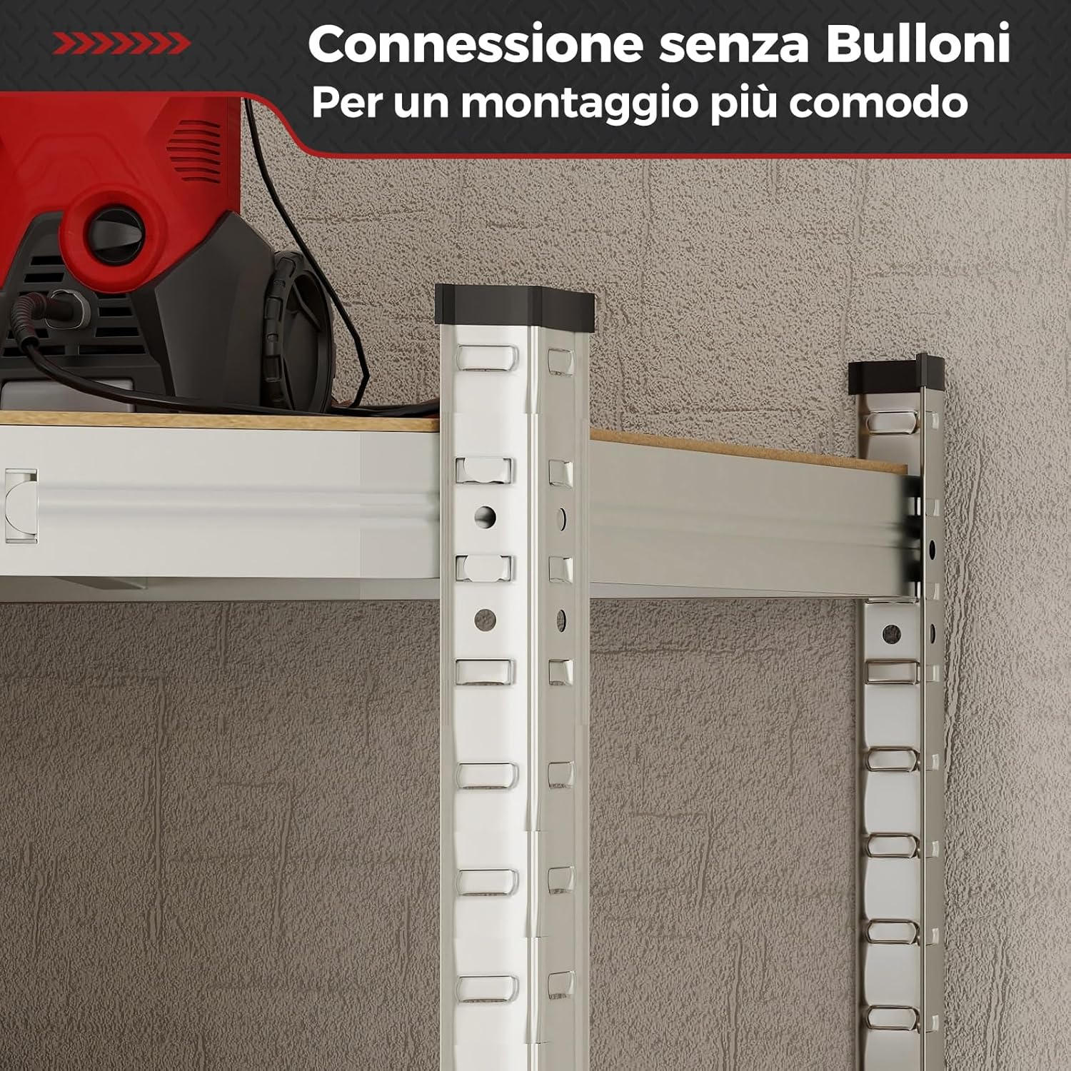 Scaffale ad Angolo a 4 Ripiani, Scaffalatura Regolabile per l'Archiviazione in Garage, Mensola Metallica Resistente, Carico 720 kg per Magazzino Dispensa e Cucina (Argento)