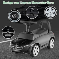 Mercedes Benz Macchinina Cavalcabile a Spinta per Bambini, Auto da Gioco con Volante Clacson e Suono, Spazio di Archiviazione, Auto a Spinta per bambini 1-3 Anni (Nero)