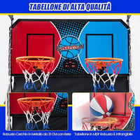 Macchina da Pallacanestro Elettronica Pieghevole, Gioco Arcade da Basket a Doppio Tiro per Casa con 8 Modalità di Gioco, Suono Arcade, Punteggio Elettronico, 4 Palloni e Pompa (Blu e rosso)
