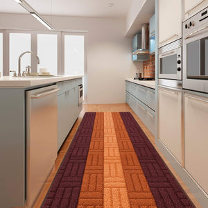 Tappeto Cucina Tessitura 3D Blu Bordato Assorbente Antiscivolo 57x145 cm