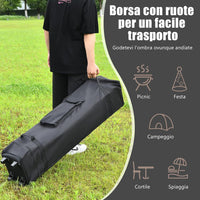 Gazebo da Giardino 3,95 x 3,95 M, Gazebo da Esterno con Tetto a 2 Livelli e 3 Altezze Regolabili, con Borsa,Tessuto Oxford, Ideale per Feste, Barbecue, Giardino, Spiaggia (Marrone)