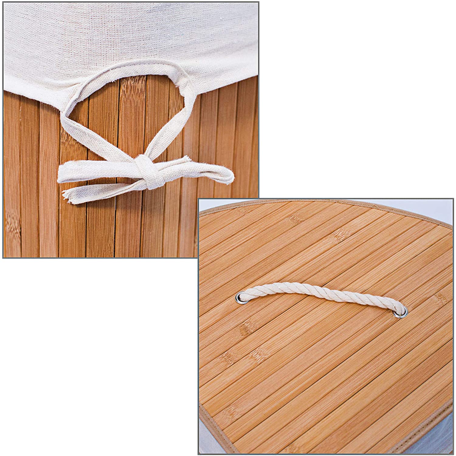 Cesto portabiancheria pieghevole con sacco triangolare 65 cm bambù natura 13_0001902_4