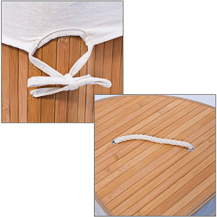 Cesto portabiancheria pieghevole con sacco triangolare 65 cm bambù natura 13_0001902_4