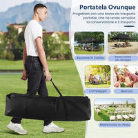 Gazebo Pieghevole da Giardino 3 x 6m, Gazebo Pop-up con Borsa da Trasporto, Regolabile in Altezza, per Feste, Barbecue, Giardino e Spiaggia (Nero)