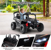 12V Macchina Elettrcia per Bambini, UTV Auto Elettrica con Telecomando, 3 Velocità, Luci LED, Musica, Clacson e Sospensioni a Molla, 3-5 km/h, Ideale per Bambini 3 Anni+ (Nero)