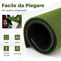 Tappeto da Allenamento Golf 3-in-1, Tappetino da Allenamento in Erba Sintetica con 2 Punte da Golf, 2 Aste di Allineamento e 3 Fori Preforati per le Punte