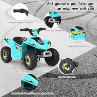 6V Quad Elettrico per Bambini, Mini Quad da Spiaggia con Funzione Avanti/Indietro, Velocità Massima 4,6 km/h, Regalo per Bambini 3 Anni+ (Blu)