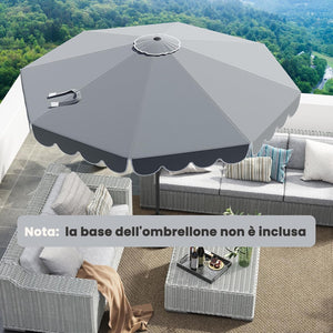 Ombrellone da Giardino 300 cm, Ombrellone Esterno con Manovella, Inclinazione Regolabile, Parasole Pieghevole con Doppio Tetto, 8 Stecche, per Giardino Piscina Patio (Grigio)