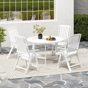 Sedia Esterno Pieghevole, Sedia Ergonomica in HDPE con Braccioli, Schienale Curvo e Seduta a Doghe, Poltrona Pranzo per Giardino Balcone Patio, Portata 150 kg (Bianco)