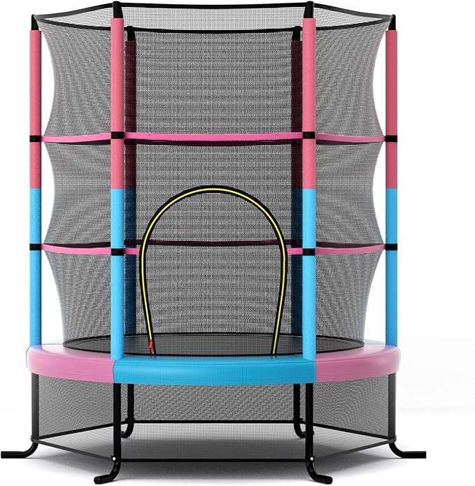 Trampolino Elastico Bambino in Acciaio, Tappeto Elastico Bambini da Esterno e da Interno, con Rete e Cusicnetti Antiscivolo
