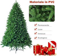 Albero di Natale Artificiale 150/180/225 cm, Albero di Natale con 600/1250/1968 Rami e Supporto in Metallo, Albero di Natale Realistico per Casa, Ufficio e Negozio (180 CM)