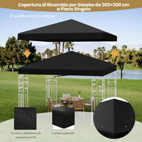 Copertura per Gazebo, Tetto Ricambio per Gazebo, Tetto del Padiglione 3x3 m (Nero)