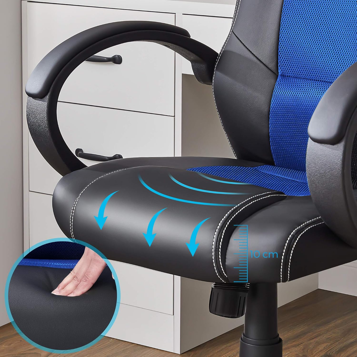 Poltrona Girevole Sedia Direzionale Ergonomica da Ufficio Studio Regolabile con Rotelle OBG56L