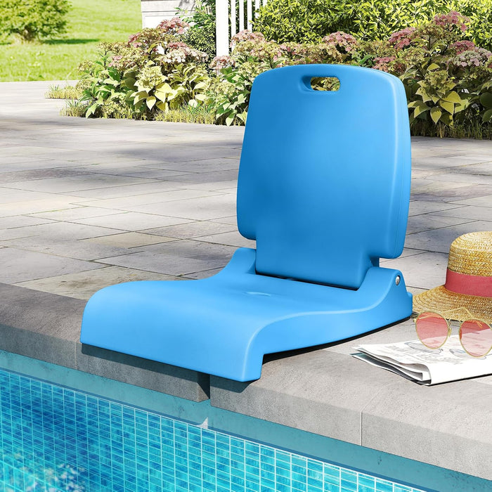 Sedia da Piscina Esterno, Sedia Pieghevole con Maniglia e Supporto, Foro di Drenaggio, Struttura in PE, Design Leggero per Spiagga, Campeggio, Pesca, Portata 100 kg (Blu)