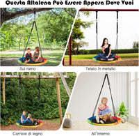 Altalena da Giardino a Nido, Altalena da Giardino per Bambini Con Telaio in Metallo, Regolabile in Altezza: 100-180 cm, Capacità di Carico 150 kg, Con Kit Sospensione (Colorato)
