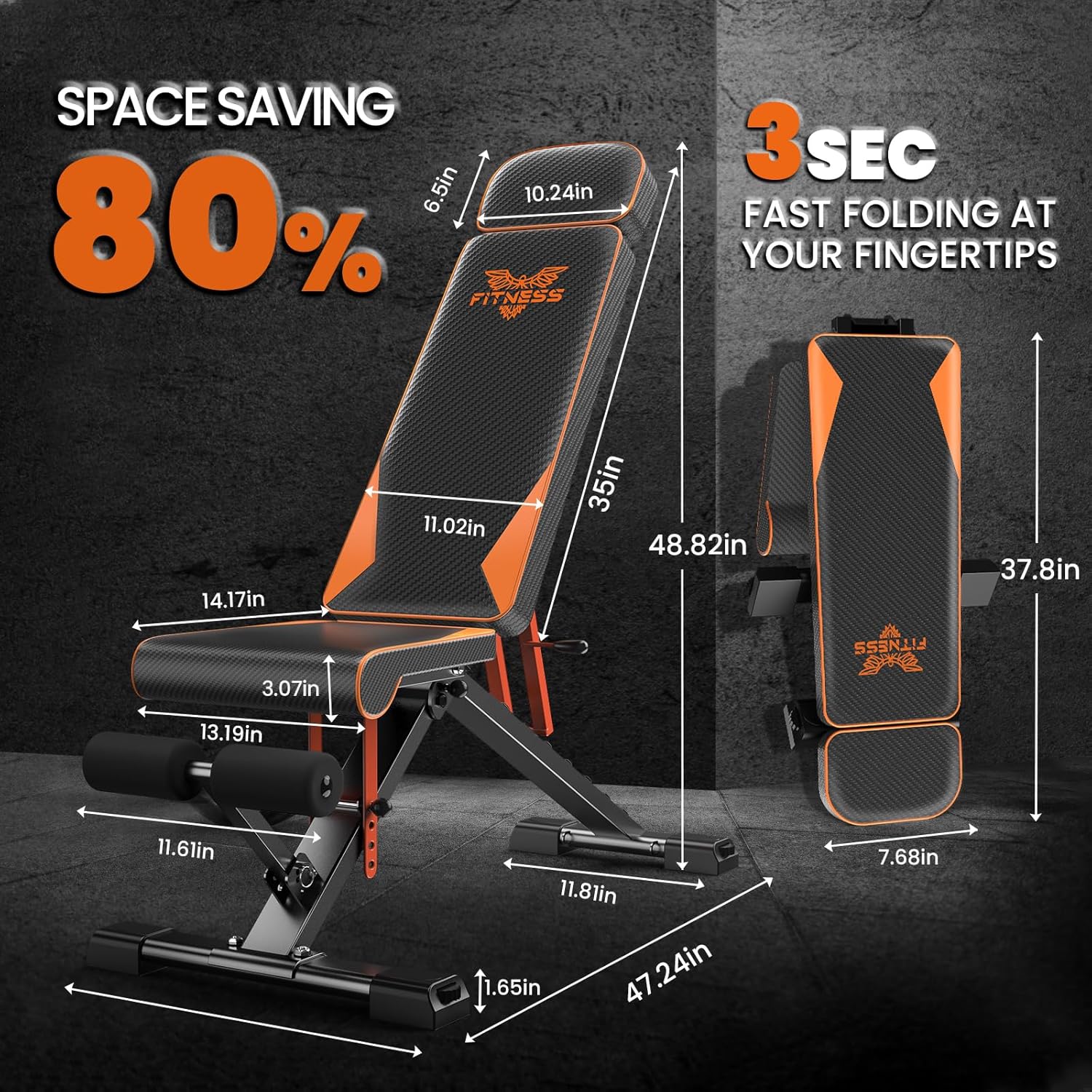 Panca Palestra Pieghevole - RATTANTREE - Panca da allenamento regolabile per tutto il corpo, stabile, chiusura veloce, per allenare la forza, sit up, bench