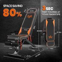 Panca Palestra Pieghevole - RATTANTREE - Panca da allenamento regolabile per tutto il corpo, stabile, chiusura veloce, per allenare la forza, sit up, bench