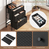 Appendiabiti con Cassetti in Tessuto, Armadio Autoportante con Asta Appendiabiti a 3 Posizioni e Ripiani di Stoccaggio, Ideale per Ingresso Camera da Letto, 55x28x176 cm (Nero)