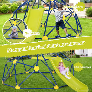 Cupola di Arrampicata, Struttura per Arrampicata con Scivolo, Capacità di Carico di 180 KG, per Bambini da 3 a 10 Anni, Ideale per Palestra, Cortile e Giardino (Stile 2 Verde)