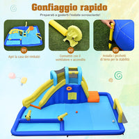 Castello Gonfiabile per Bambini, con Scivoli, Muro da Arrampicata e Piscina, per 3 Bambini 3-10 Anni, con Borsa di Trasporto e Kit Riparazione (con soffiatore)