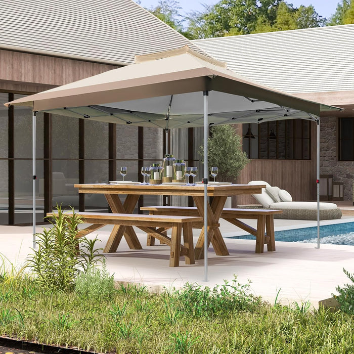 Gazebo Pieghevole da Giardino 3,6 x 3,6m, Gazebo Pop-up con Borsa da Trasporto con Ruote, Regolabile in Altezza, per Feste, Barbecue, Giardino e Spiaggia (Senza Rete)