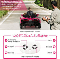Lamborghini Macchina Elettrica per Bambini, Auto Elettrica Cavalcabile con Telecomando Luci LED, 3 Velocità, 3-6 km/h, Modalità Dondolo, per Bambini 3-8 Anni (Rosa)