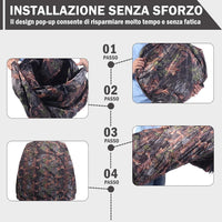 Tenda da Caccia Pieghevole per 3 Persone, Tenda da Caccia con Telaio in Acciaio e Finestre a Maglie, Tenda Mimetica con Borsa per Trasporto, con Visione 270°