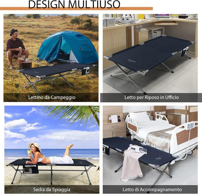 Letto Brandina Pieghevole con Borsa da Trasporto, con Struttura Metallica Resistente, Letto Portatile per Casa, Ufficio, Campeggio, Carico Fino a 150 kg