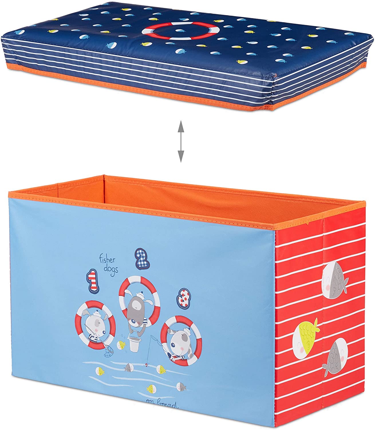 Sgabello baule contenitore per giocattoli pouf portaoggetti per bambini blu 13_0002763_4