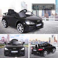 Audi 12V Auto Elettrica per Bambini, Macchina Elettrica con Velocità 2,5-5 km/ora, con Telecomando USB MP3 Luci LED (Nero)