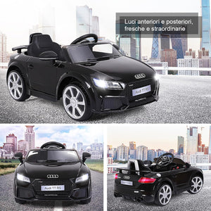 Audi 12V Auto Elettrica per Bambini, Macchina Elettrica con Velocità 2,5-5 km/ora, con Telecomando USB MP3 Luci LED (Nero)