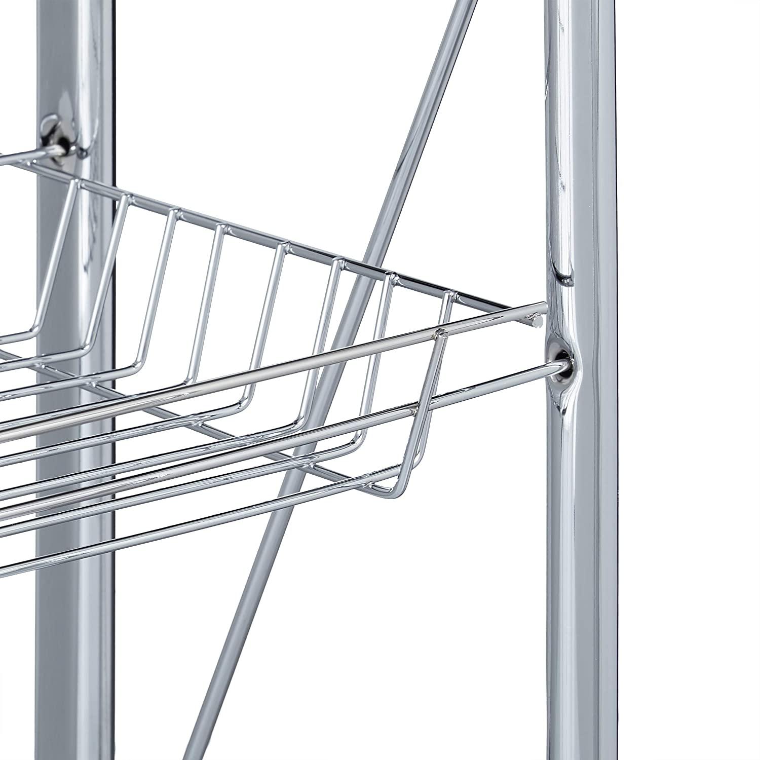 Carrello su ruote carrello da cucina pieghevole 2 livelli metallo nero 13_0000890_2