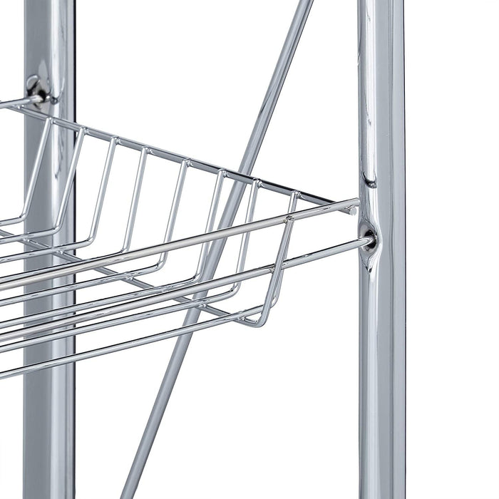 Carrello su ruote carrello da cucina pieghevole 2 livelli metallo nero 13_0000890_2