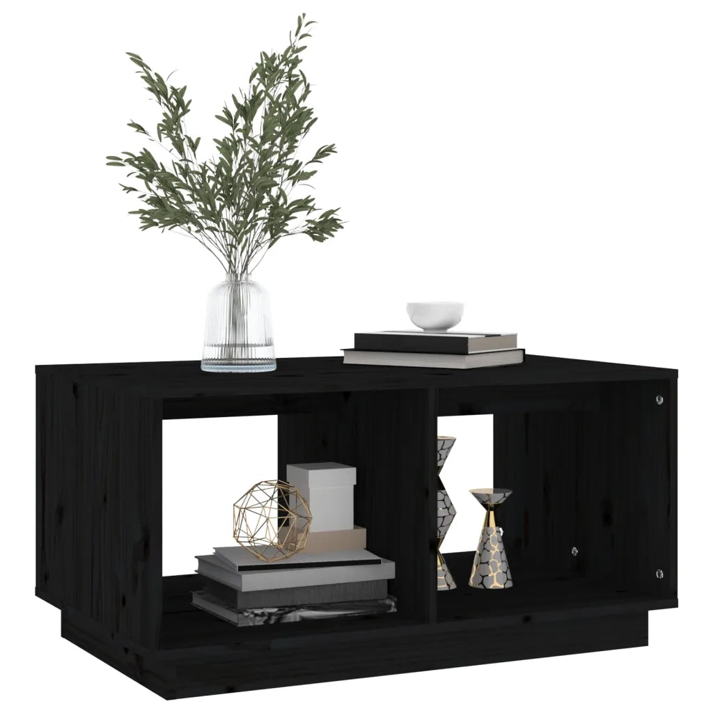 Tavolino da Salotto Nero 80x50x40 cm Legno Massello di Pino cod mxl 26419