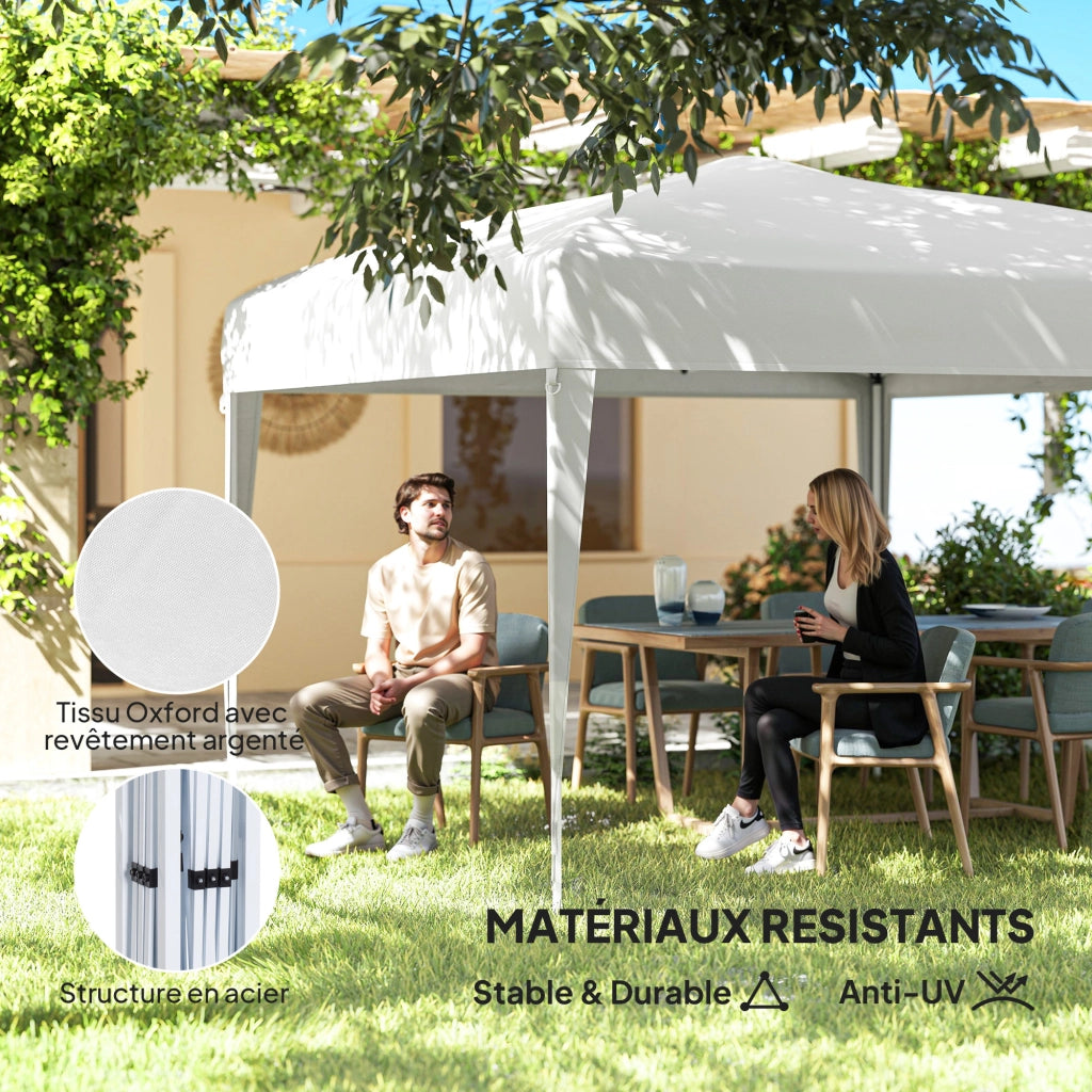 Gazebo Giardino Pieghevole 3x3m ¨C zephmum ¨C Oxford Bianco Acciaio