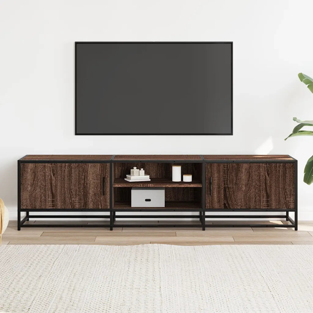 Mobile TV Rovere Marrone 160x35x41 cm Legno Multistrato Metallo