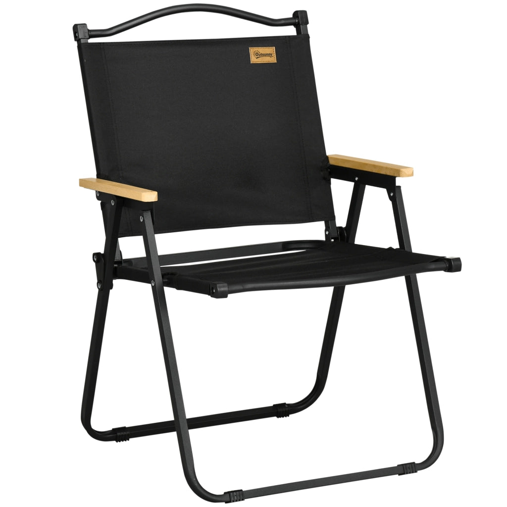 Sedia da Esterno Pieghevole con Braccioli ¨C Zephmum ¨C Tessuto Oxford, Acciaio, Nero
