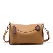 Borsa a tracolla da donna in vera pelle, marrone.