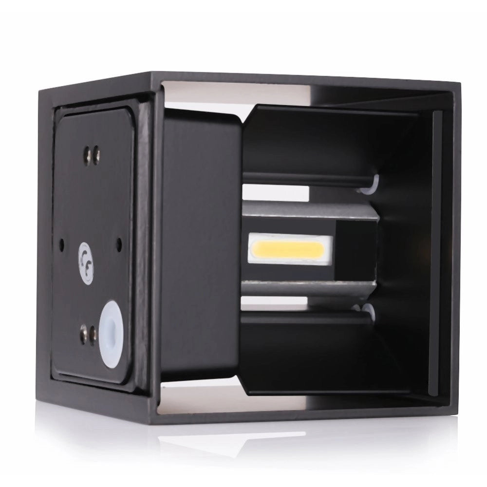 Trade Shop - Applique Led Cubo Nero Lampada Da Parete 5w 750lmn Luce Regolabile Updown Ip65 -