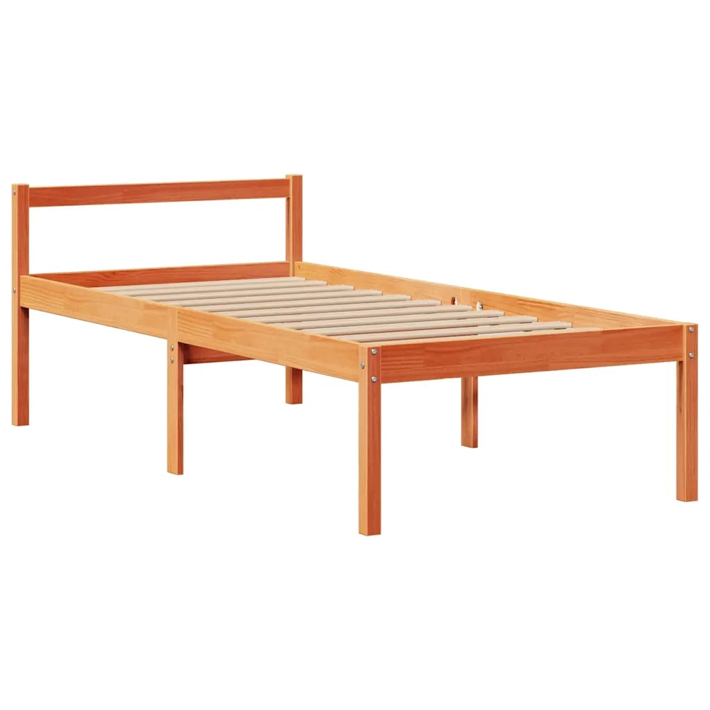 Letto Libreria senza Materasso Marrone Cera 75x190 cm in Pino 3322065