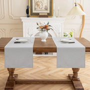 Tavolo da Pranzo in Lino 40x140cm (2 pezzi), Decorazione da Tavola con Aspetto di Lino Lavabile, Realizzato in Poliestere Idrorepellente con Effetto Lotus, Resistente ai Graffi per una Cucina o Sala da Pranzo per Feste e Natale