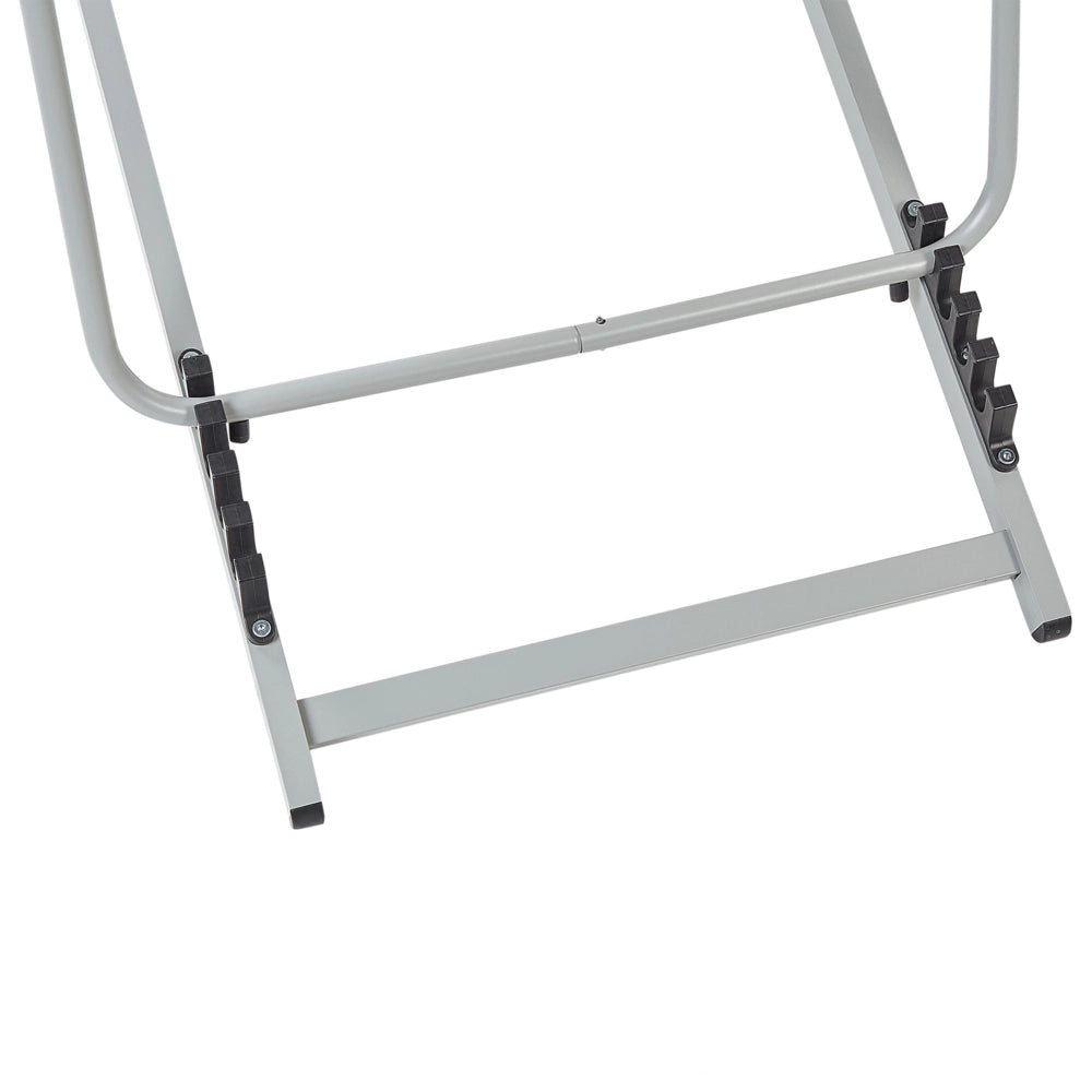 Sedia a sdraio pieghevole Bianco Grigio Textilene a strisce Sedile a fionda Sedia da spiaggia Schienale regolabile Patio Reclinabile