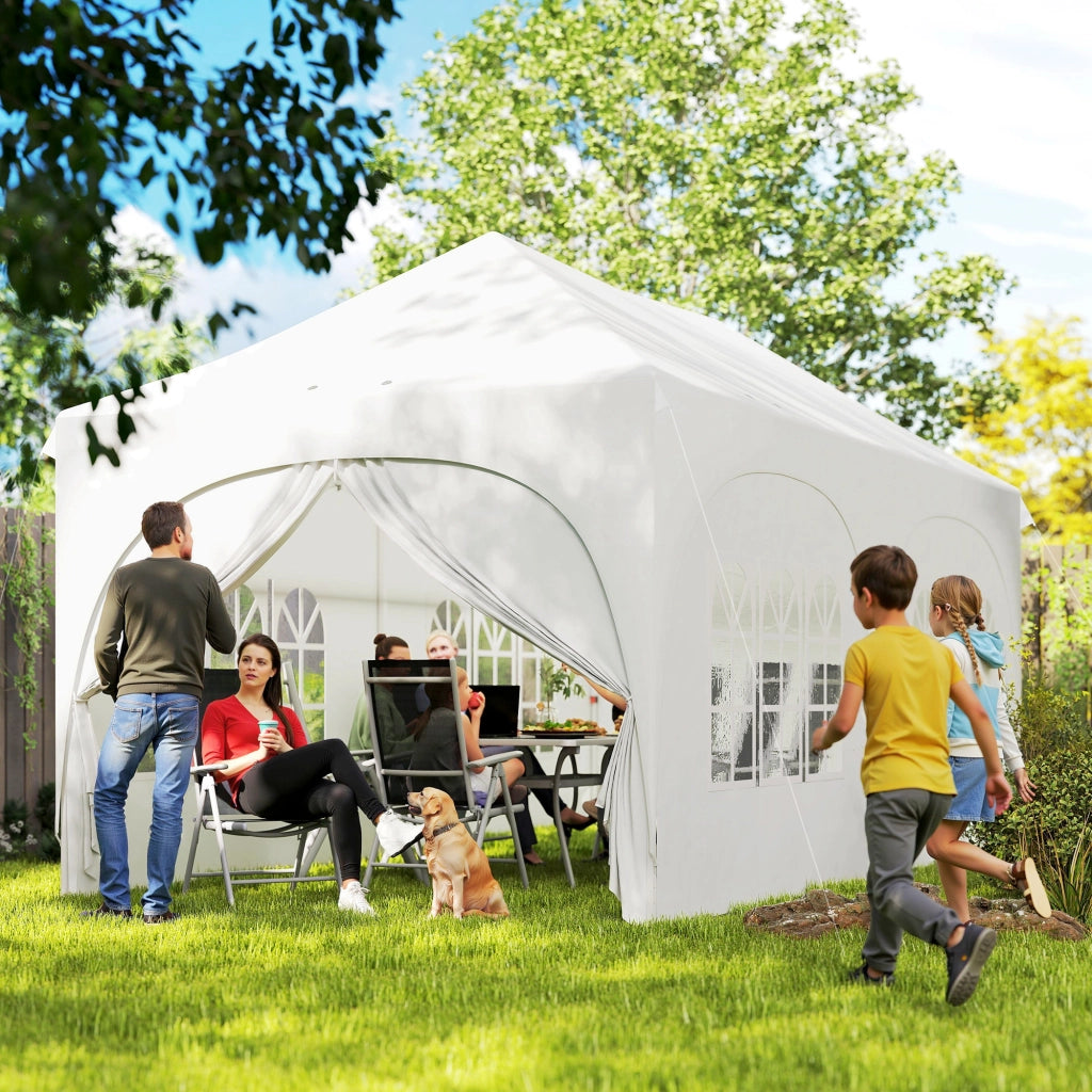 Gazebo da Giardino Pieghevole 3x6 m con Pareti Rimovibili e Borsa di Trasporto Bianco